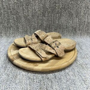 Vionic Skylar Cork Print‎ Women’s Size 6 Casual Classic Buckle Slide Sandals EUC